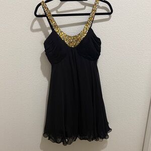 Night Moves Black and Gold Mini Dress